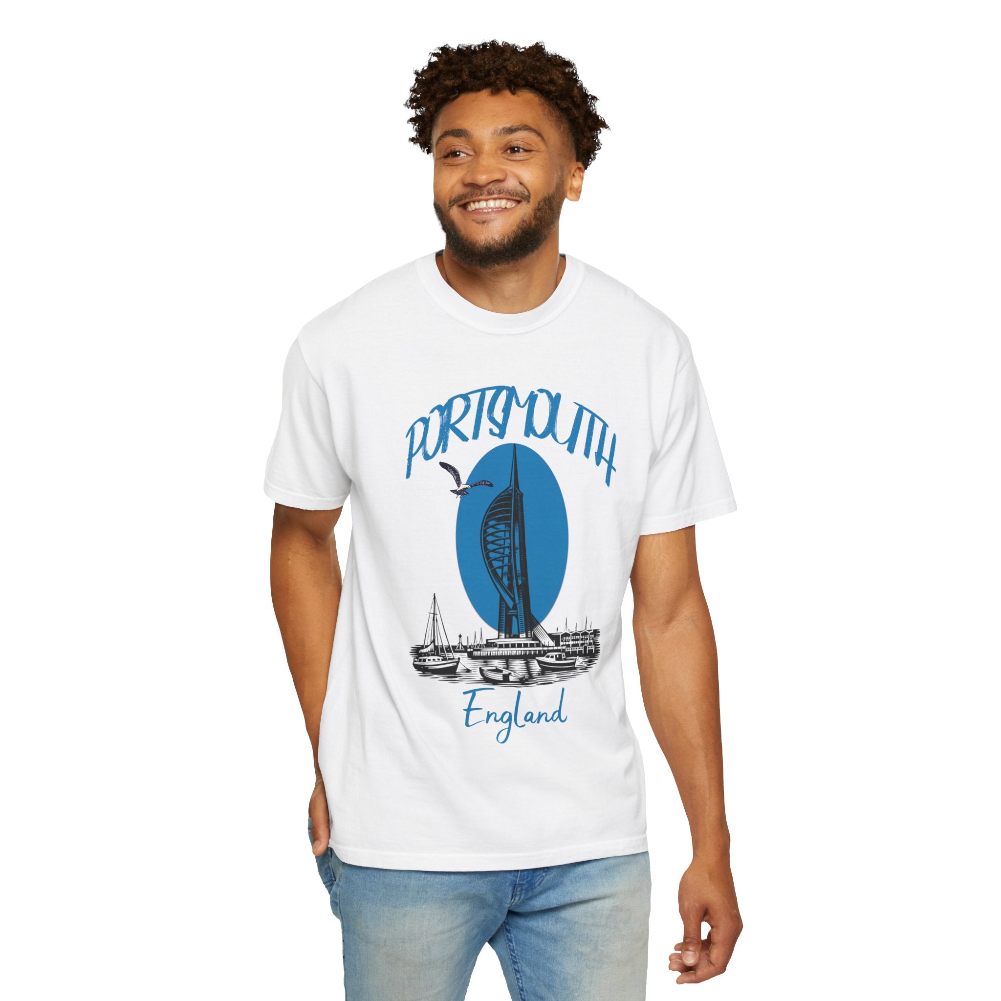 Portsmouth England Graphic T-Shirt - Vintage Seaside Landmark Tee