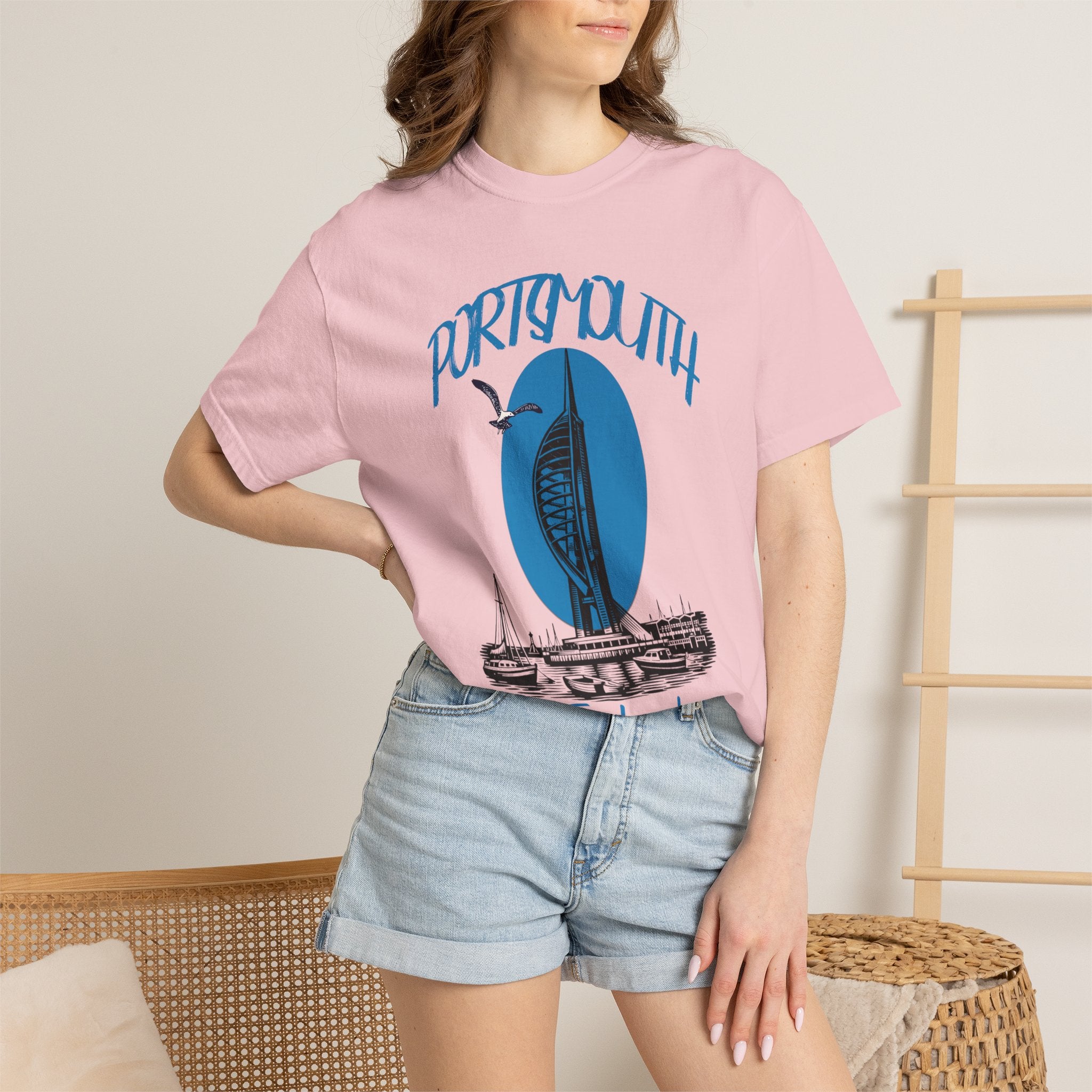 Portsmouth England Graphic T-Shirt - Vintage Seaside Landmark Tee