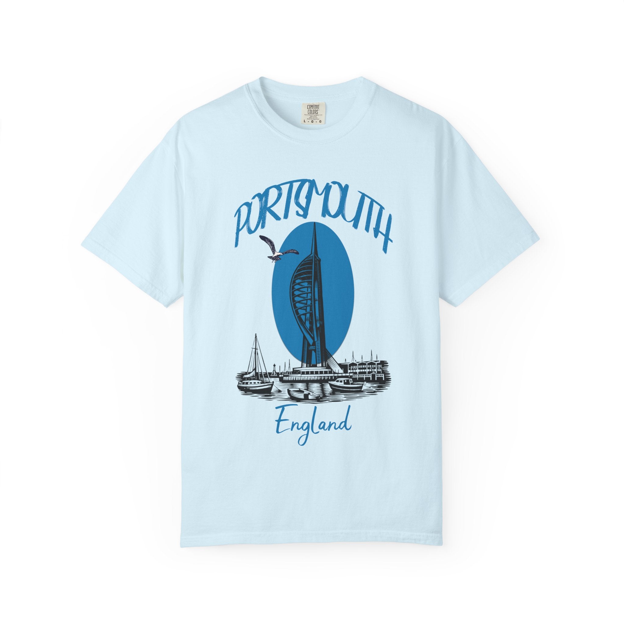 Portsmouth England Graphic T-Shirt - Vintage Seaside Landmark Tee