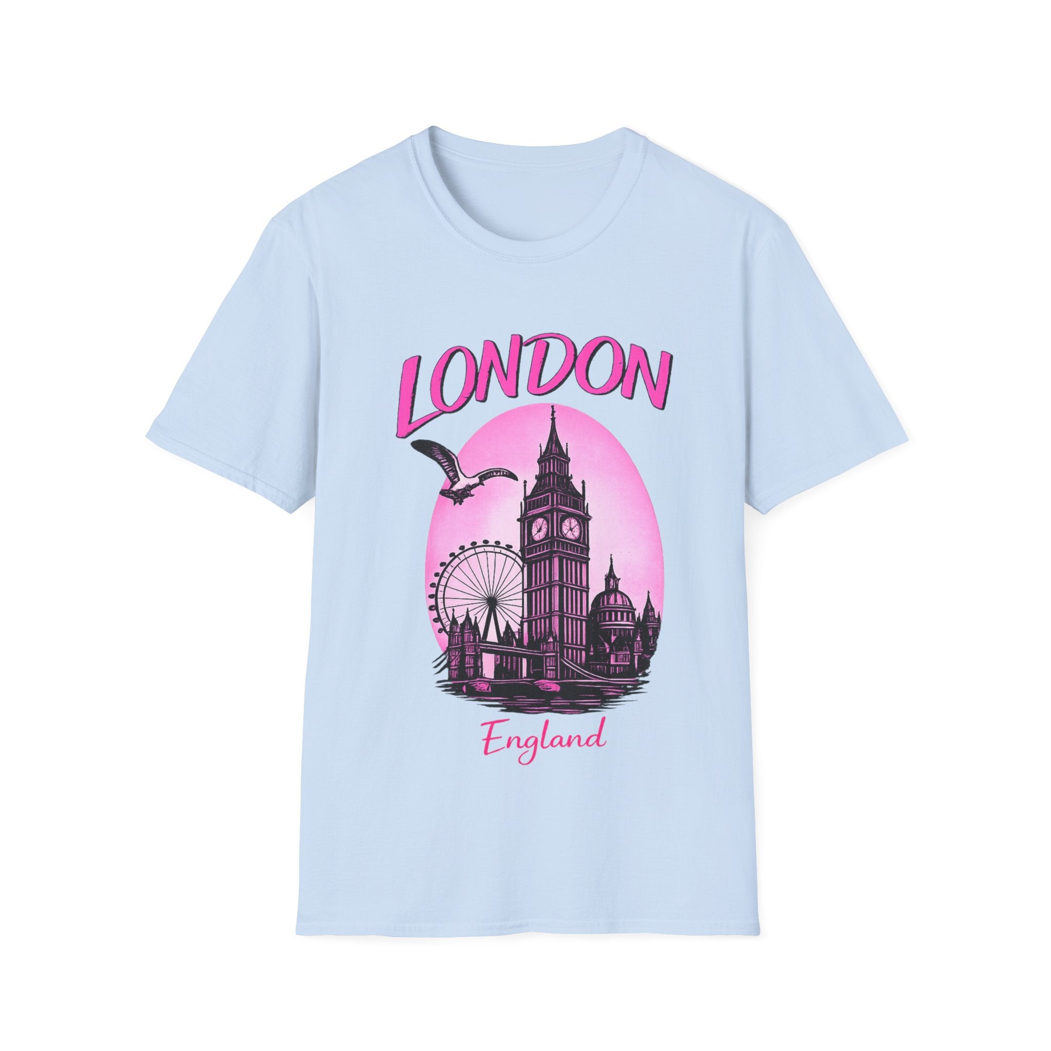 London Graphic T-Shirt - Pink Retro Skyline Tee