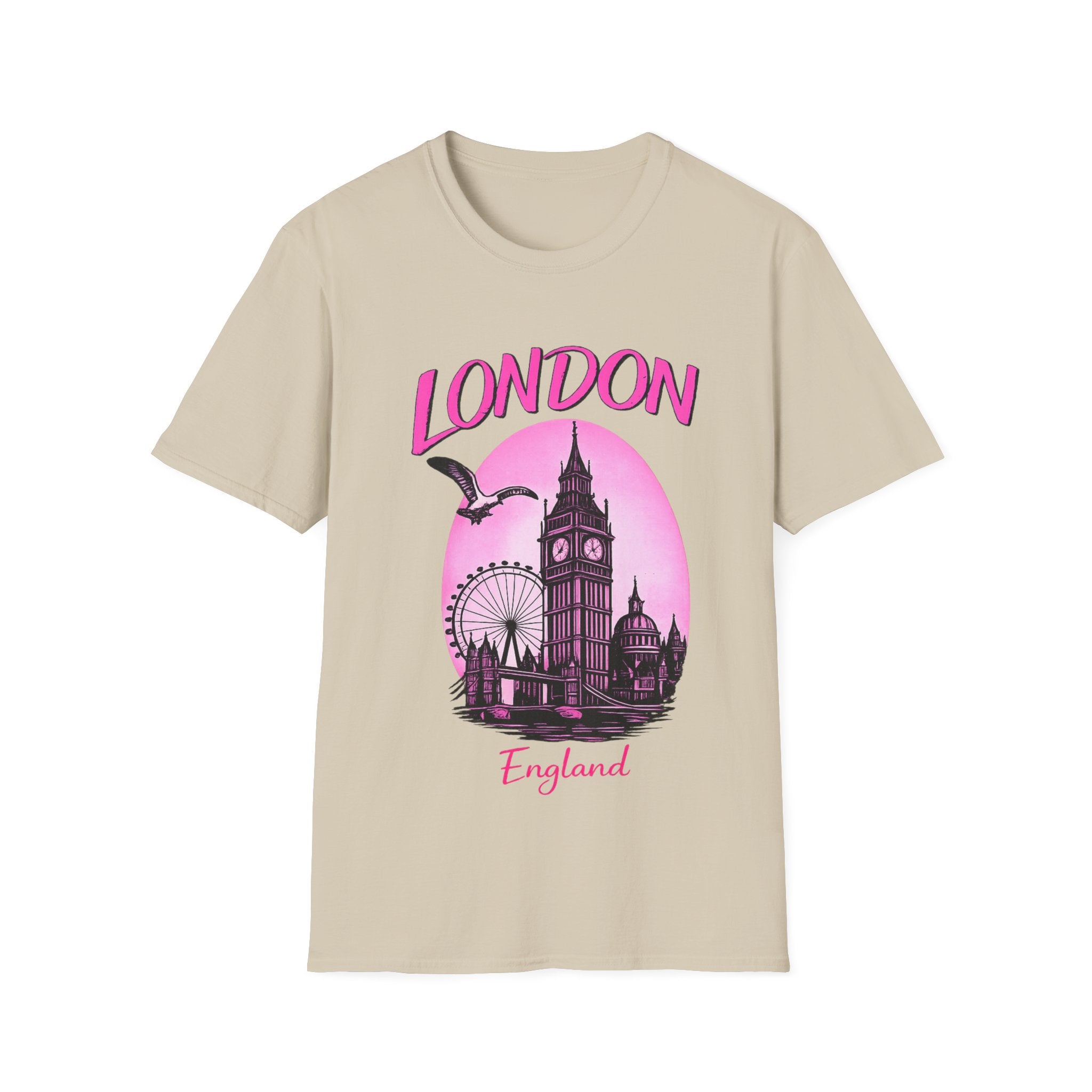 London Graphic T-Shirt - Pink Retro Skyline Tee