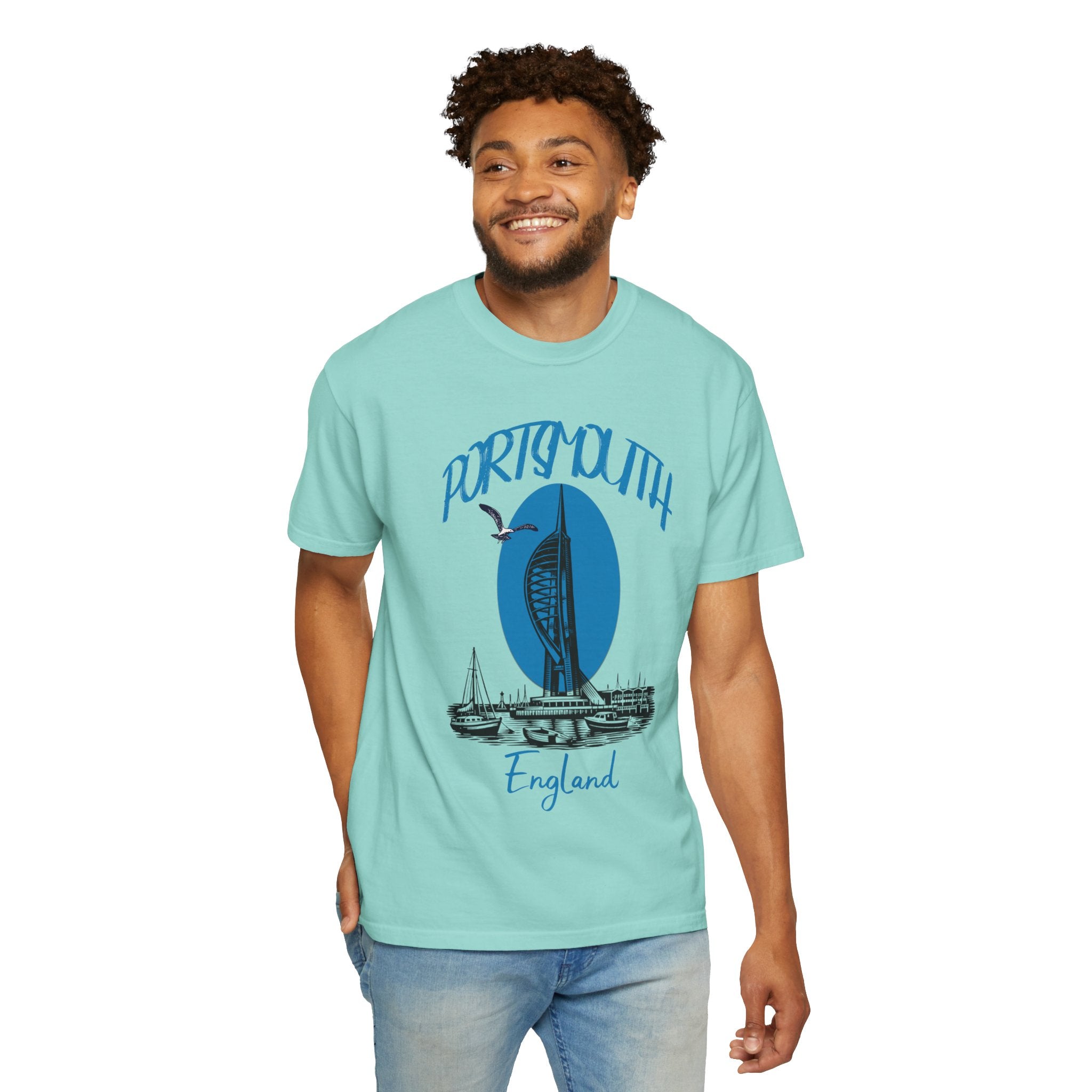 Portsmouth England Graphic T-Shirt - Vintage Seaside Landmark Tee