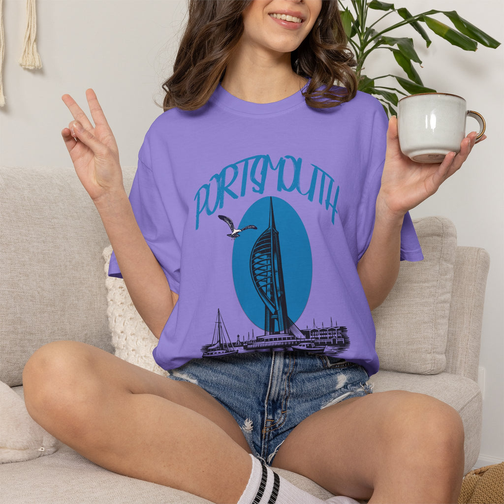 Portsmouth England Graphic T-Shirt - Vintage Seaside Landmark Tee