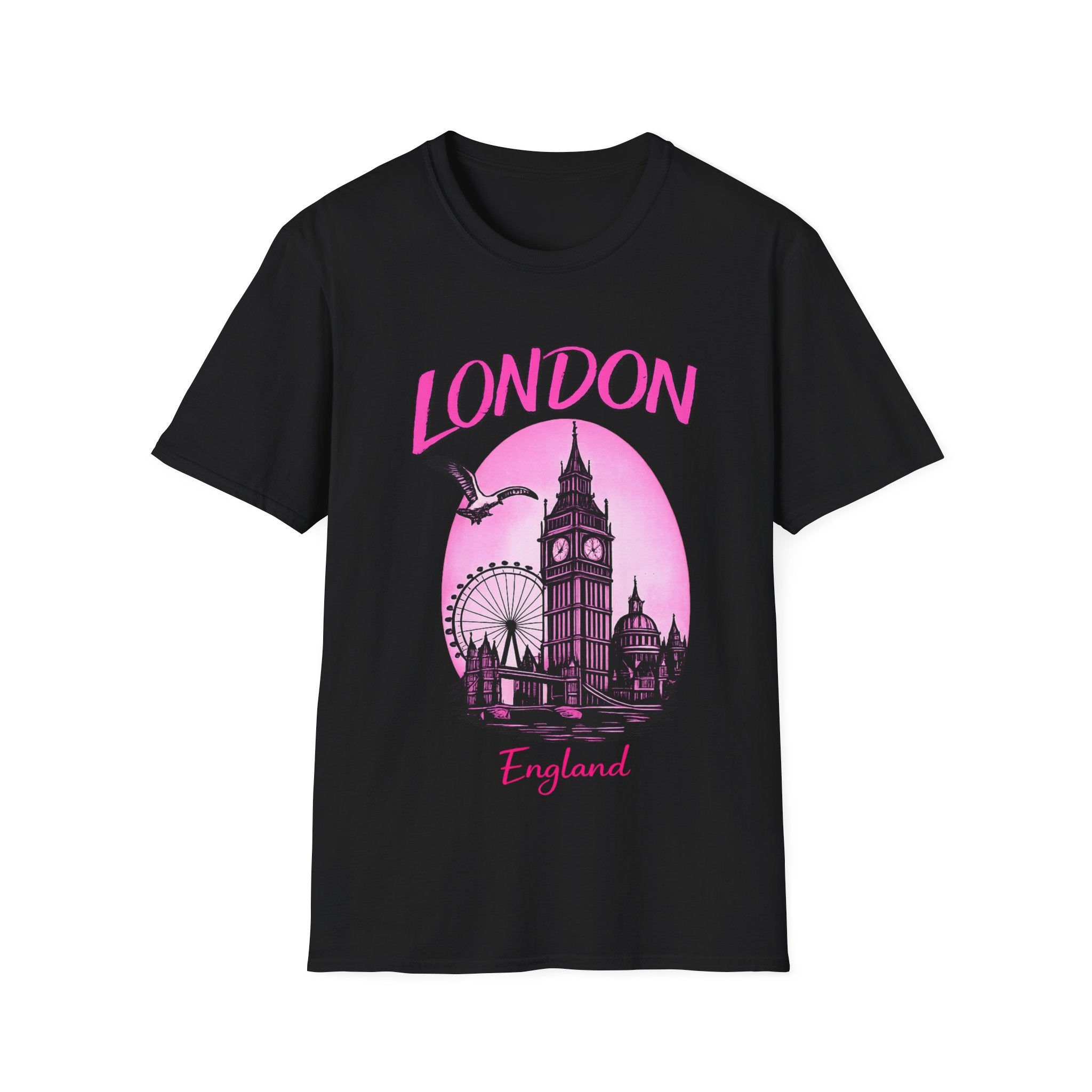 London Graphic T-Shirt - Pink Retro Skyline Tee