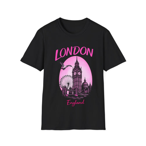 London Graphic T-Shirt - Pink Retro Skyline Tee