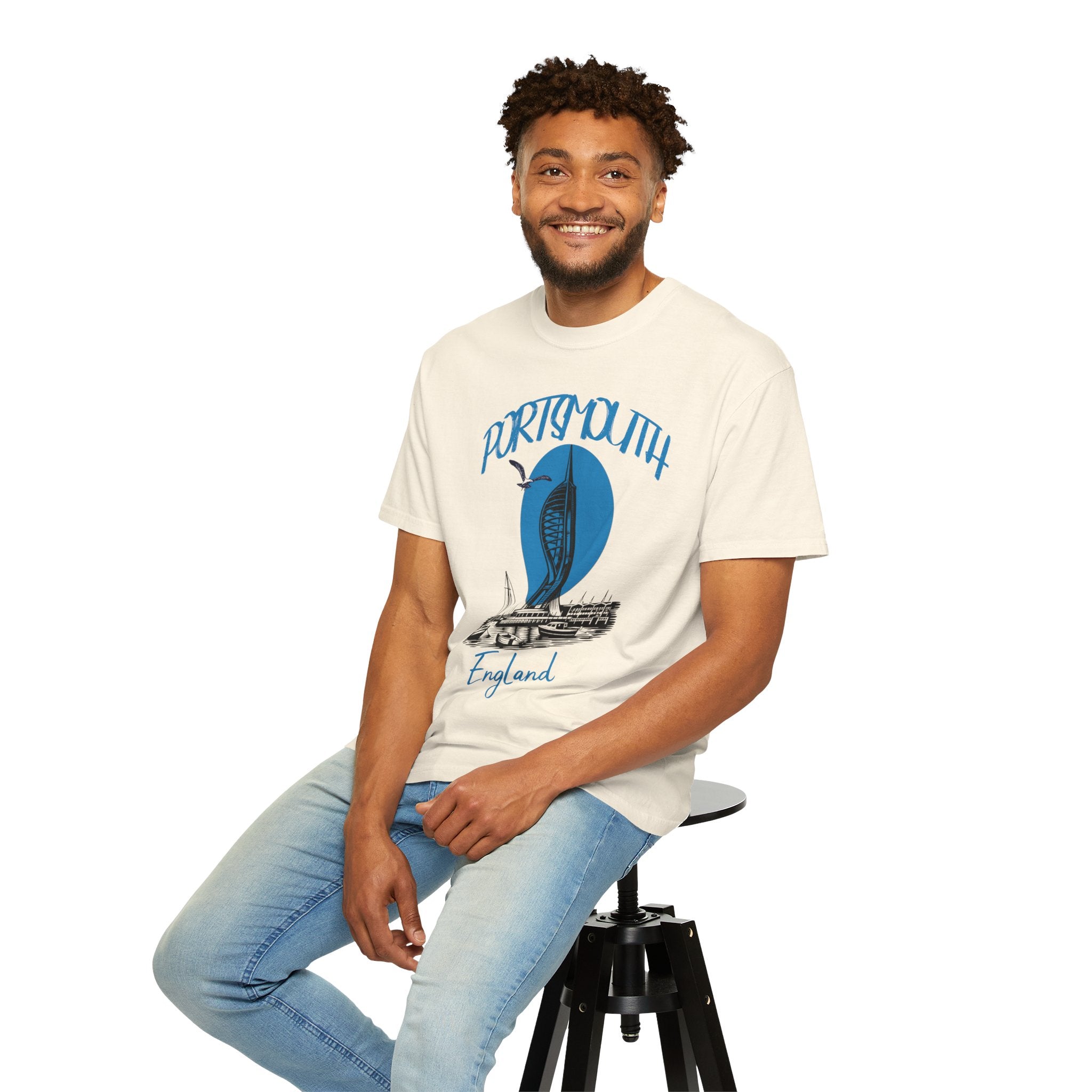 Portsmouth England Graphic T-Shirt - Vintage Seaside Landmark Tee