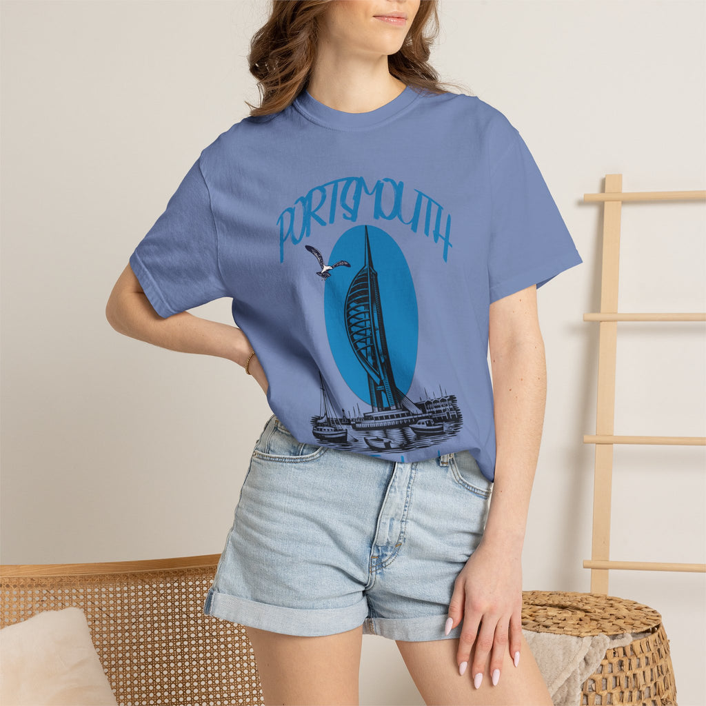 Portsmouth England Graphic T-Shirt - Vintage Seaside Landmark Tee