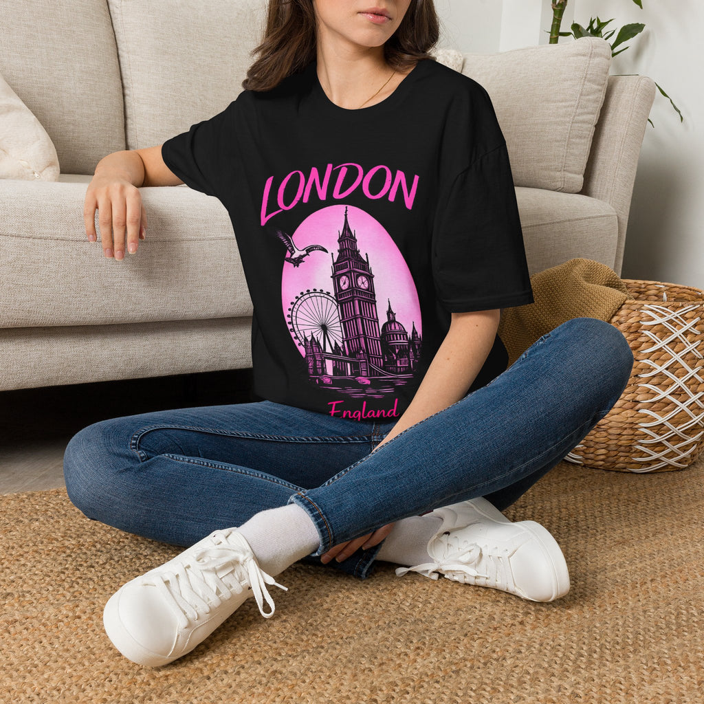 London Graphic T-Shirt - Pink Retro Skyline Tee