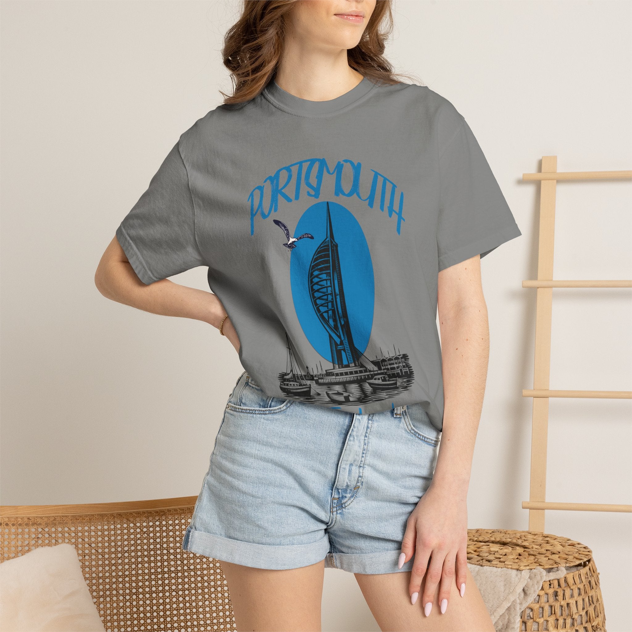 Portsmouth England Graphic T-Shirt - Vintage Seaside Landmark Tee