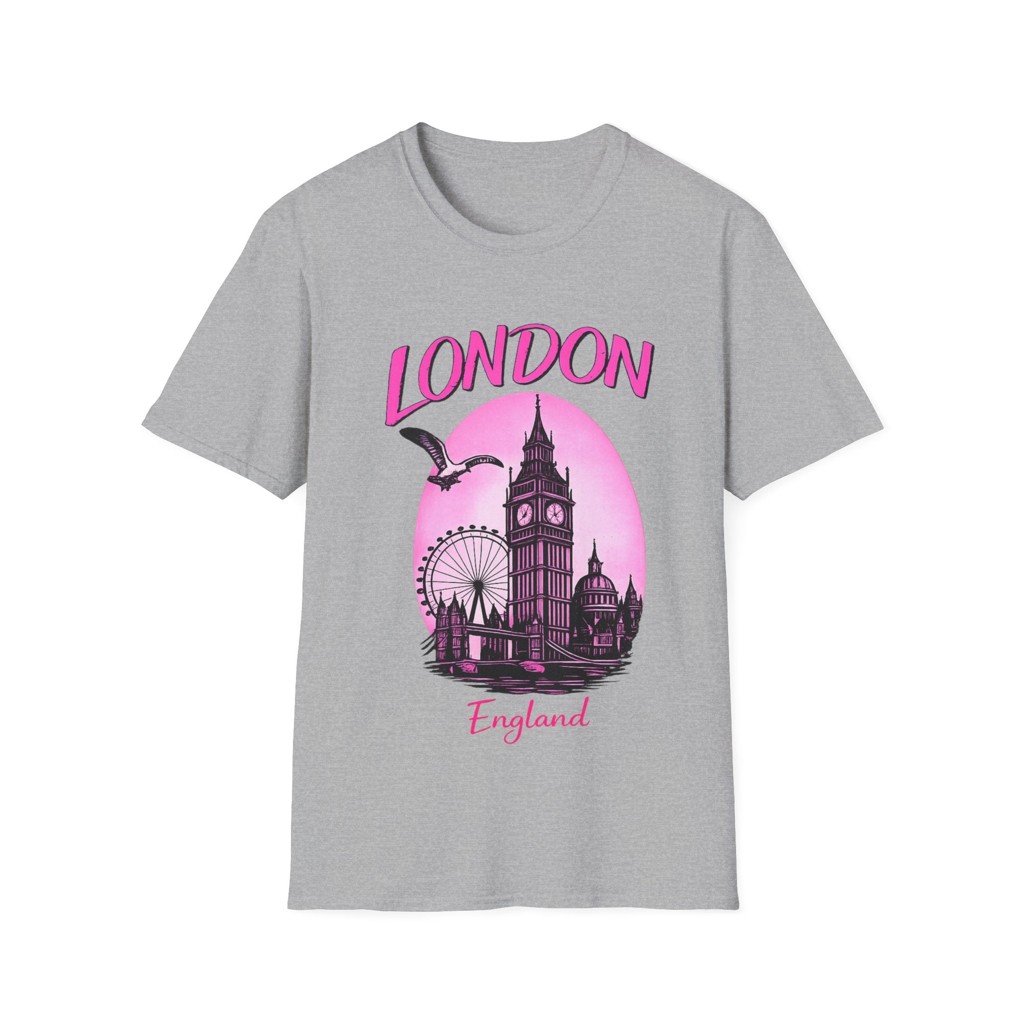 London Graphic T-Shirt - Pink Retro Skyline Tee