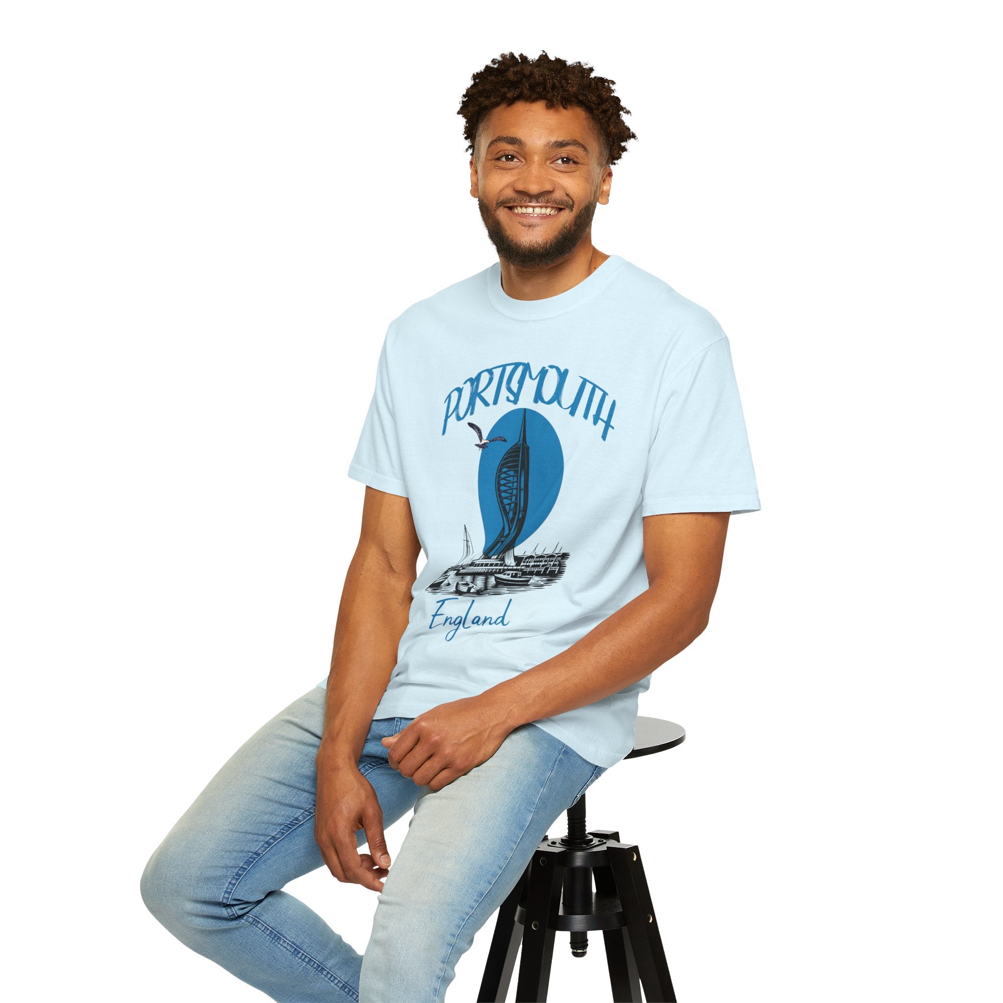 Portsmouth England Graphic T-Shirt - Vintage Seaside Landmark Tee