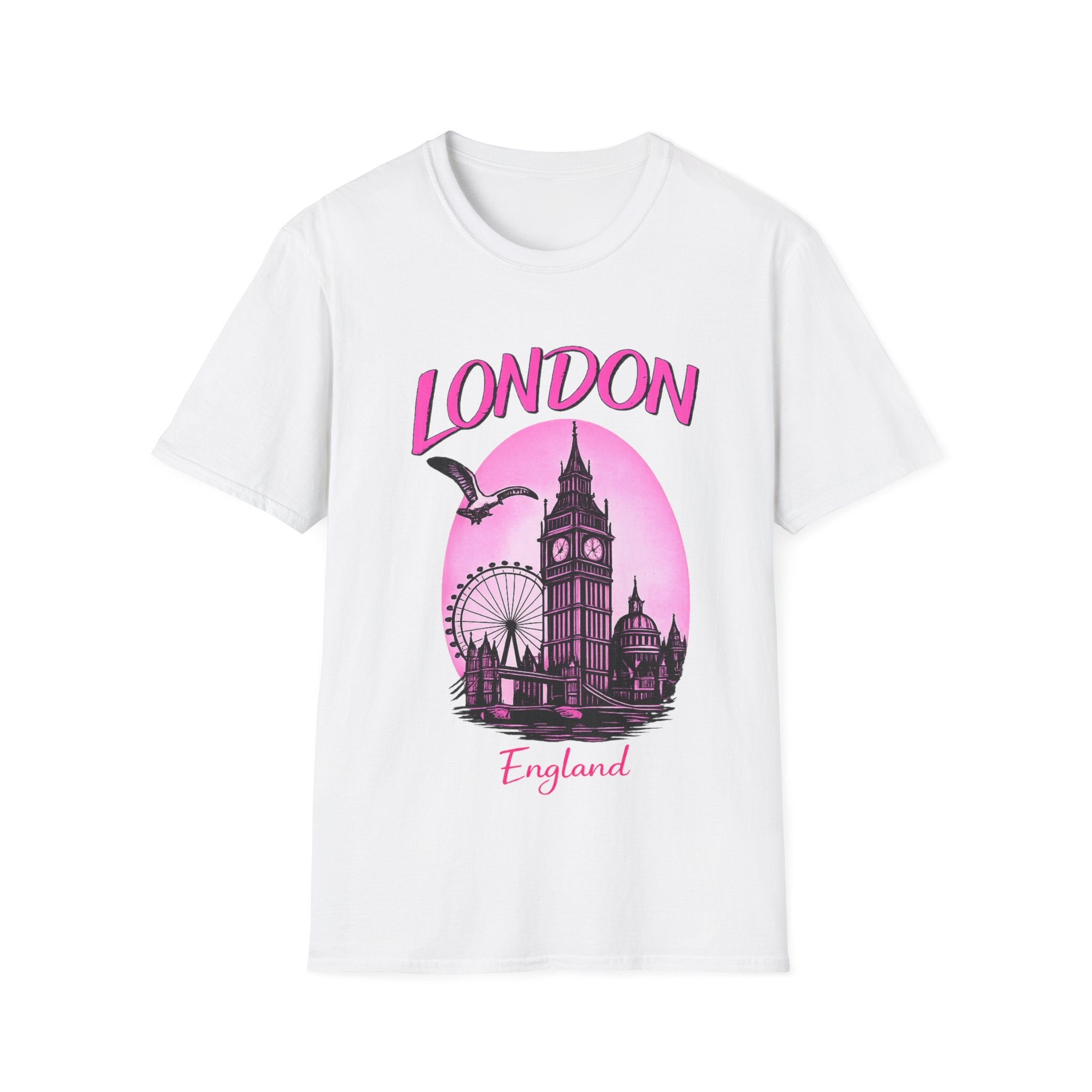 London Graphic T-Shirt - Pink Retro Skyline Tee