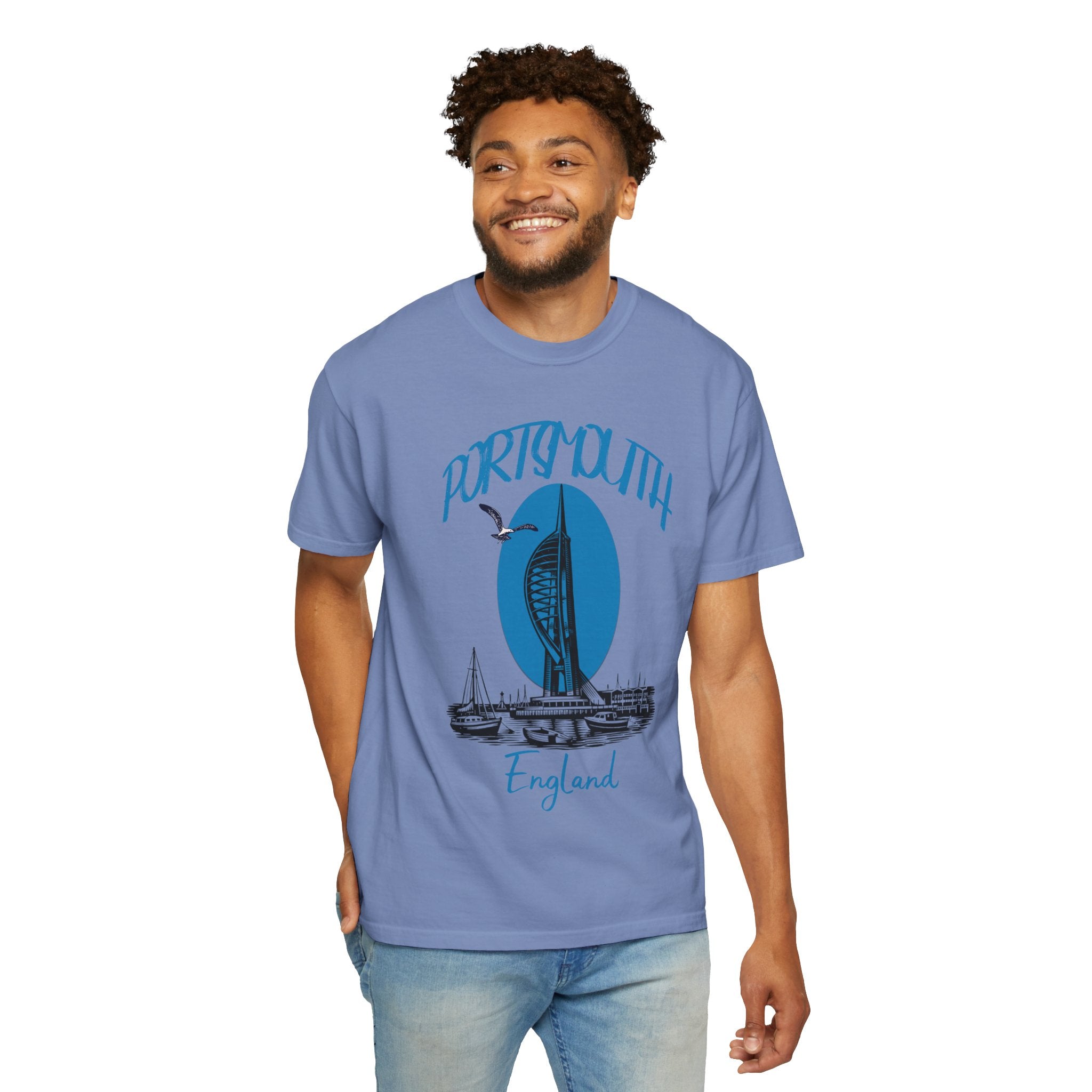 Portsmouth England Graphic T-Shirt - Vintage Seaside Landmark Tee