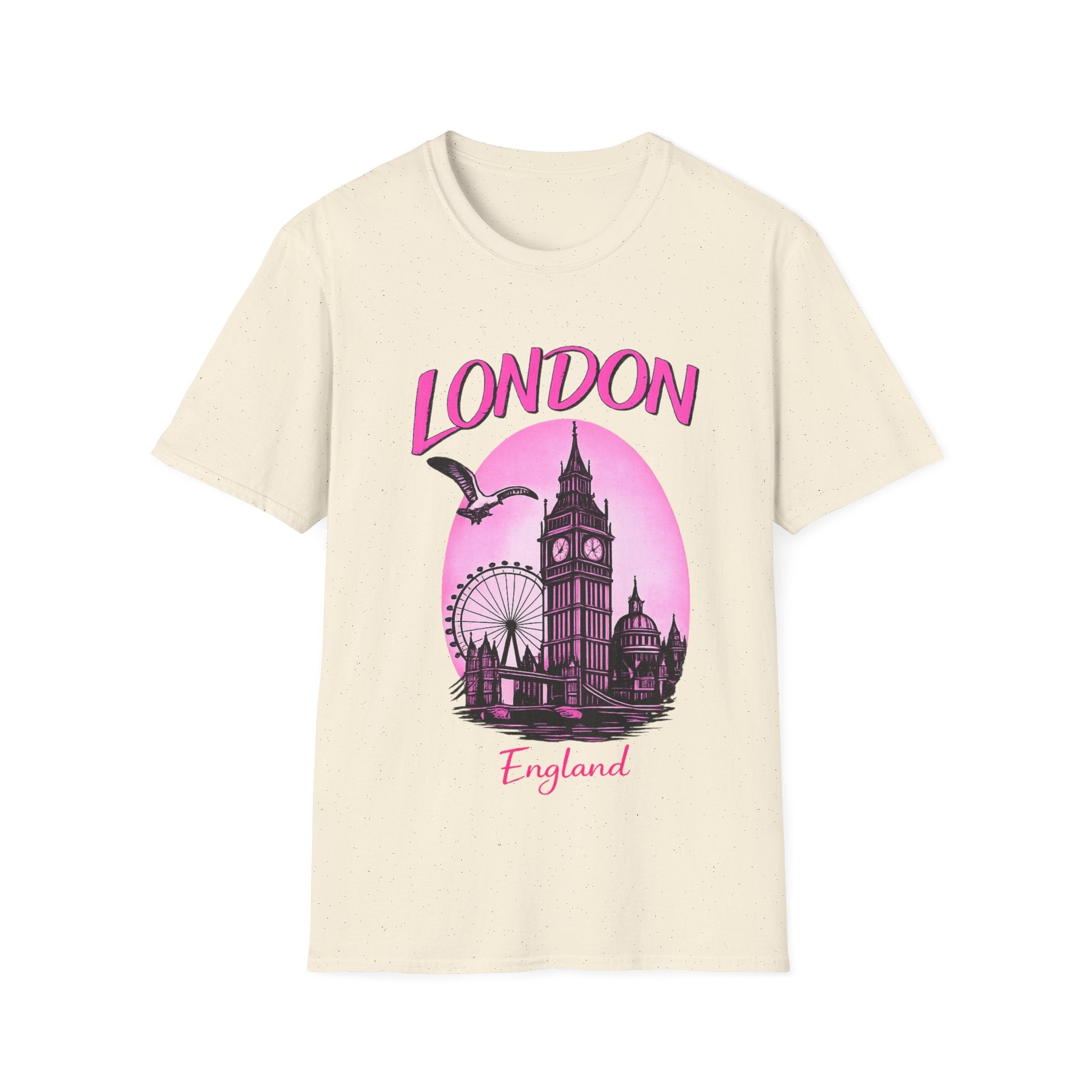 London Graphic T-Shirt - Pink Retro Skyline Tee