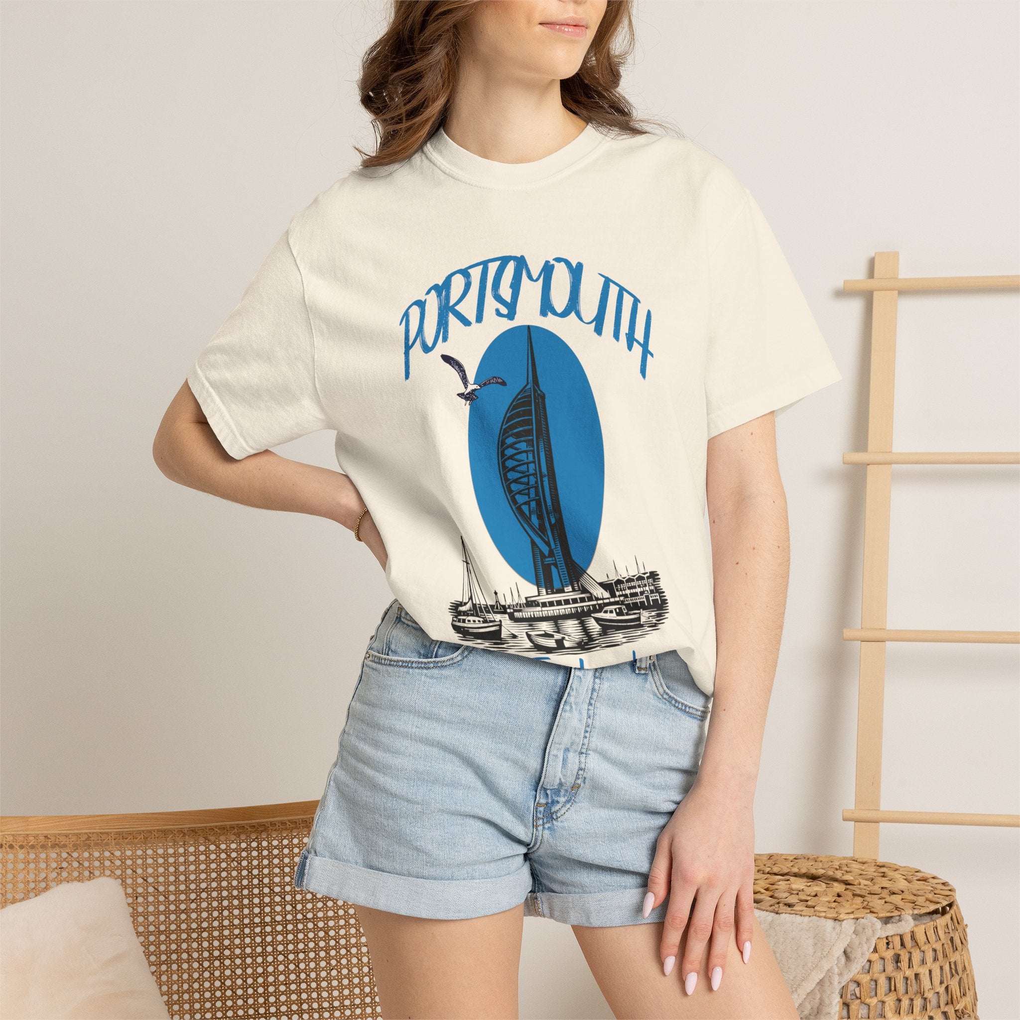 Portsmouth England Graphic T-Shirt - Vintage Seaside Landmark Tee