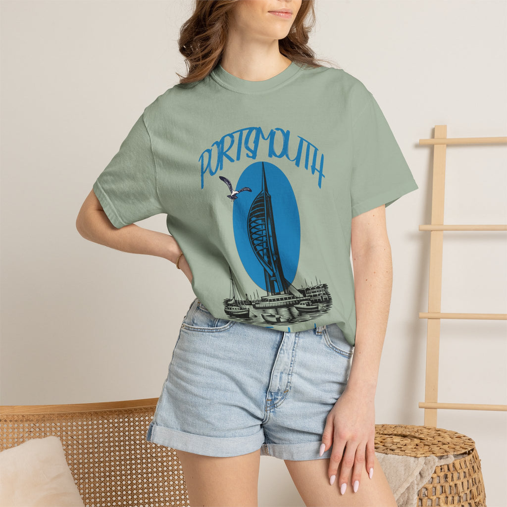 Portsmouth England Graphic T-Shirt - Vintage Seaside Landmark Tee