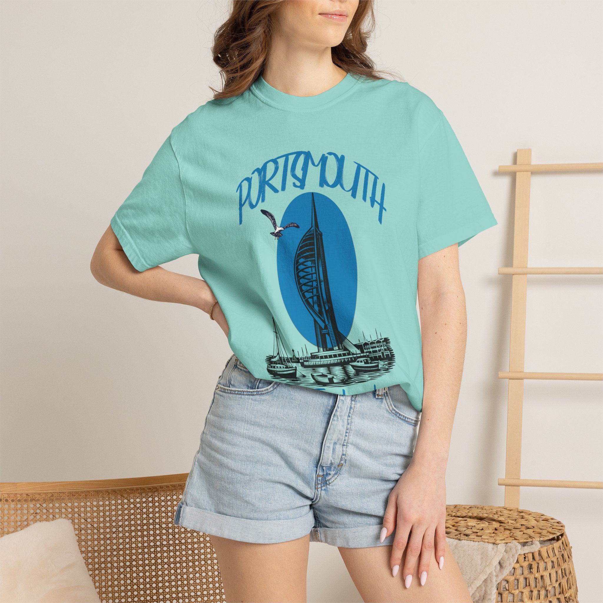 Portsmouth England Graphic T-Shirt - Vintage Seaside Landmark Tee