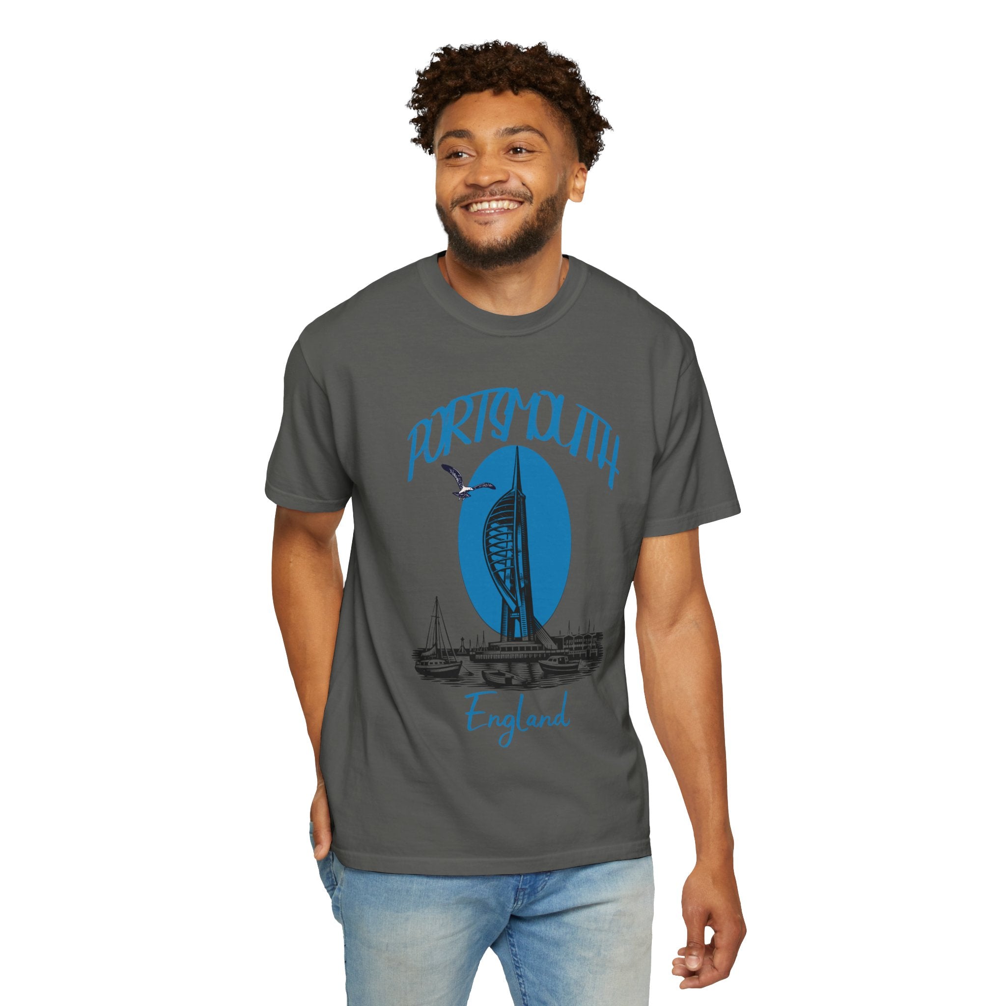 Portsmouth England Graphic T-Shirt - Vintage Seaside Landmark Tee