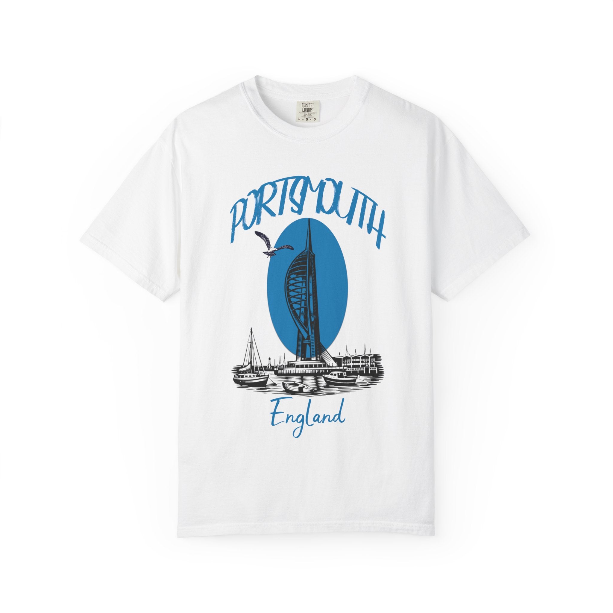 Portsmouth England Graphic T-Shirt - Vintage Seaside Landmark Tee