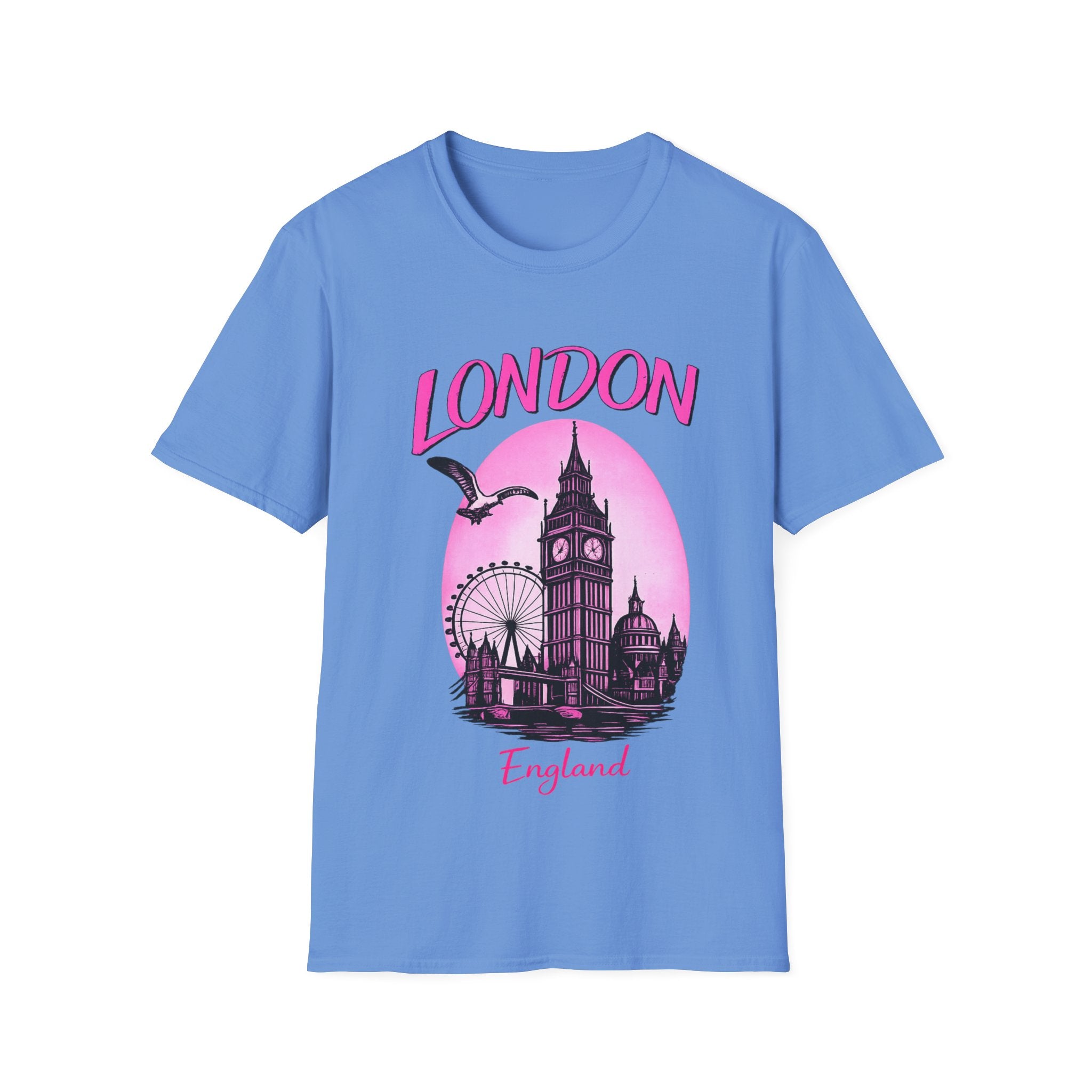 London Graphic T-Shirt - Pink Retro Skyline Tee