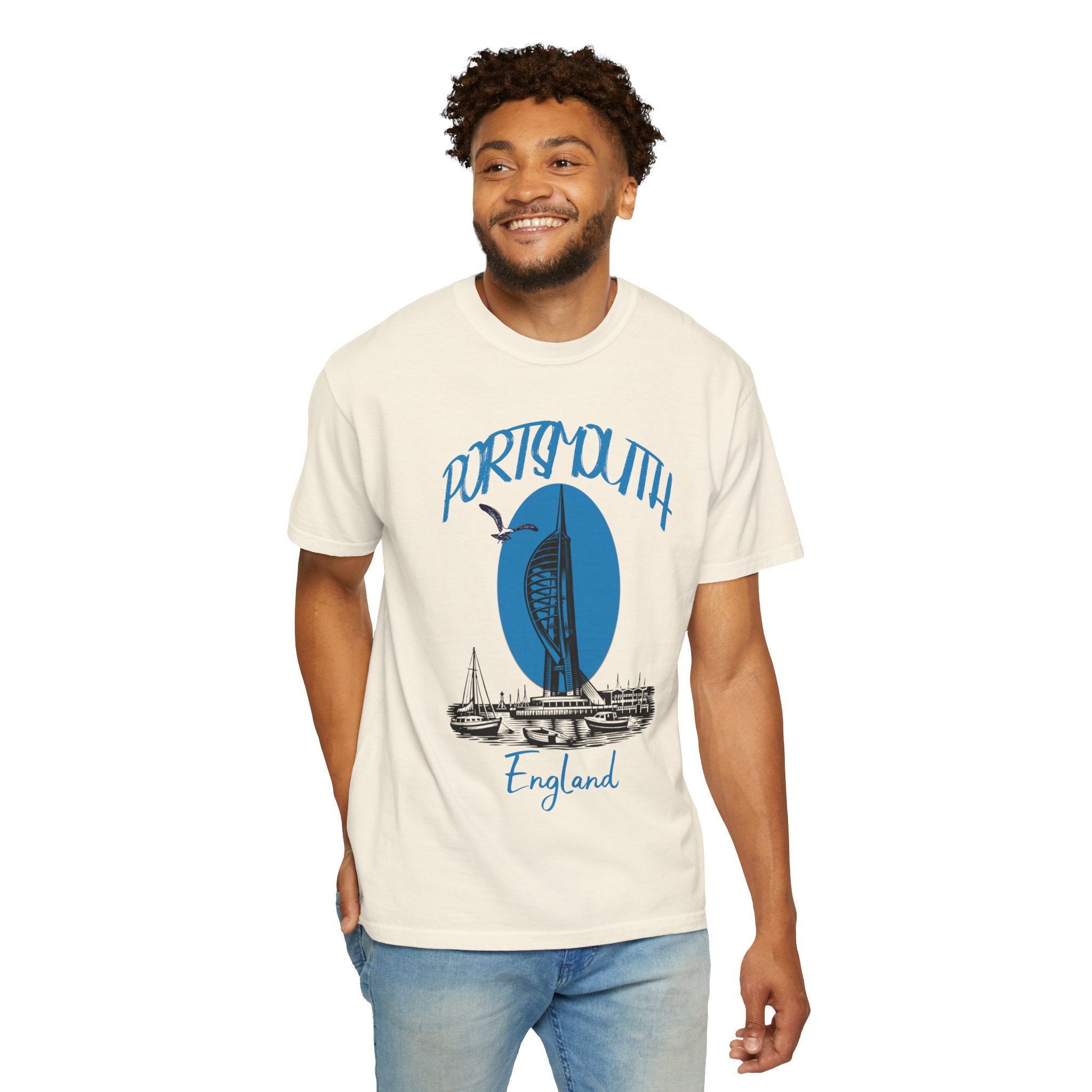 Portsmouth England Graphic T-Shirt - Vintage Seaside Landmark Tee