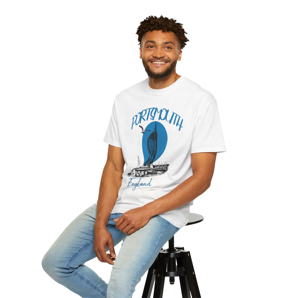 Portsmouth England Graphic T-Shirt - Vintage Seaside Landmark Tee
