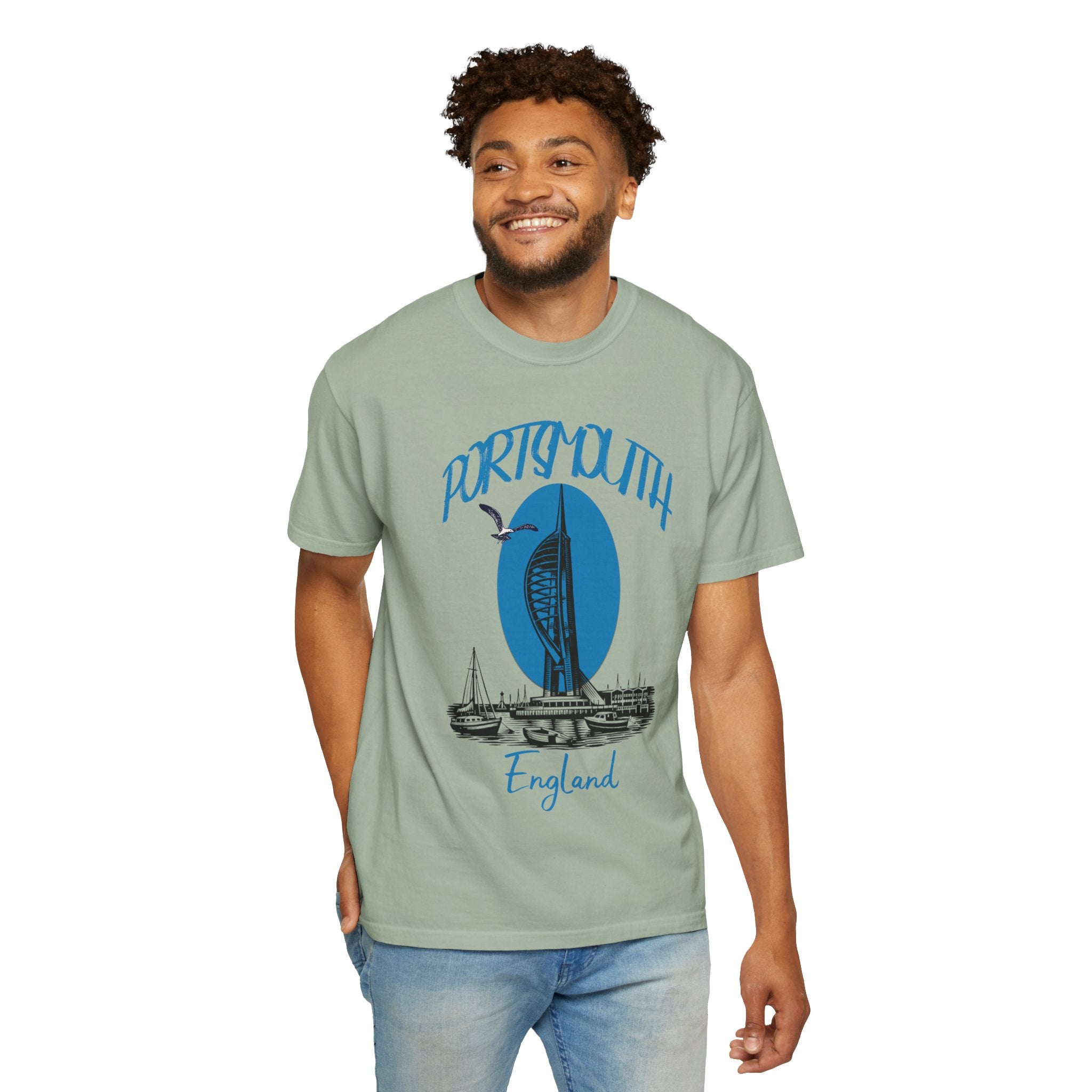 Portsmouth England Graphic T-Shirt - Vintage Seaside Landmark Tee
