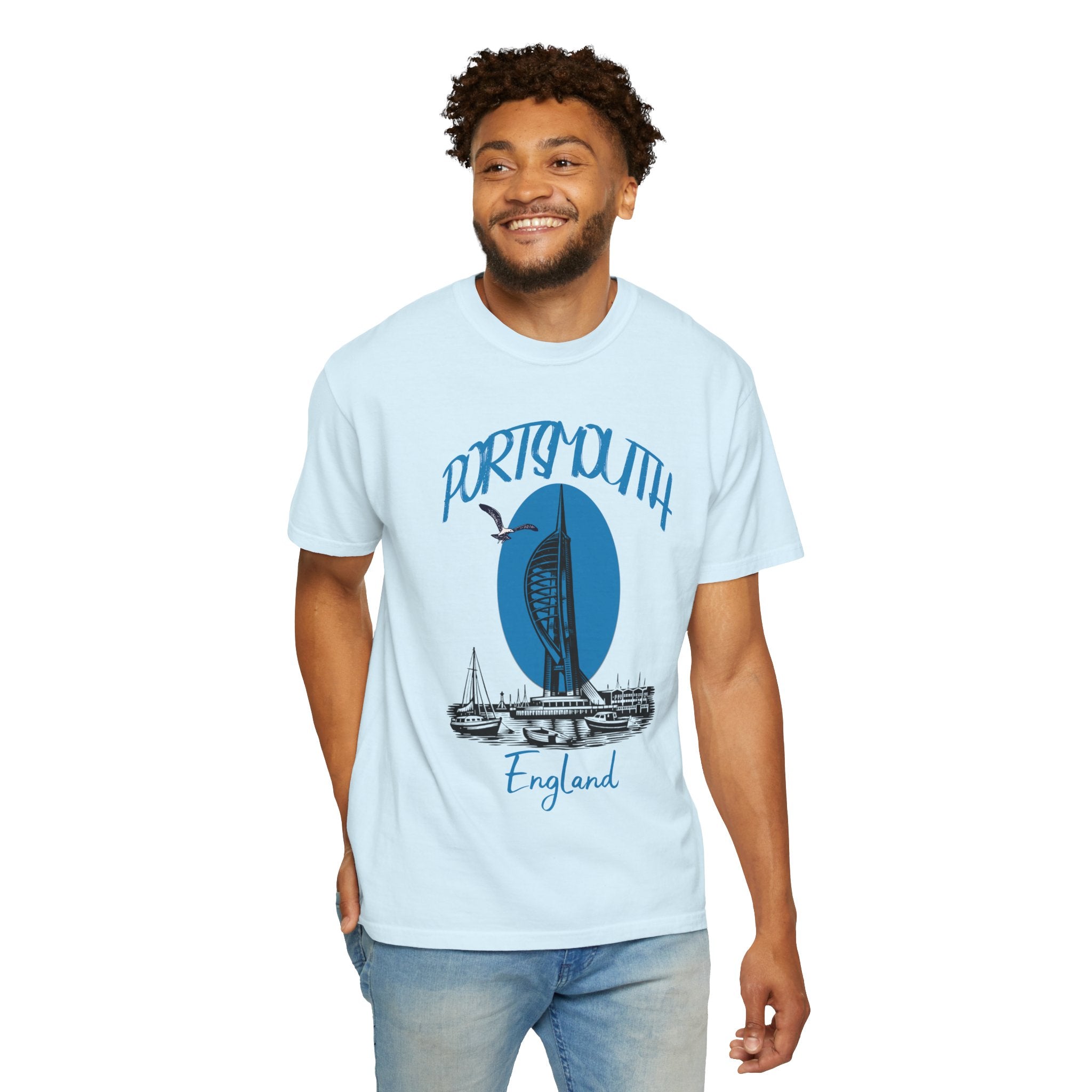 Portsmouth England Graphic T-Shirt - Vintage Seaside Landmark Tee