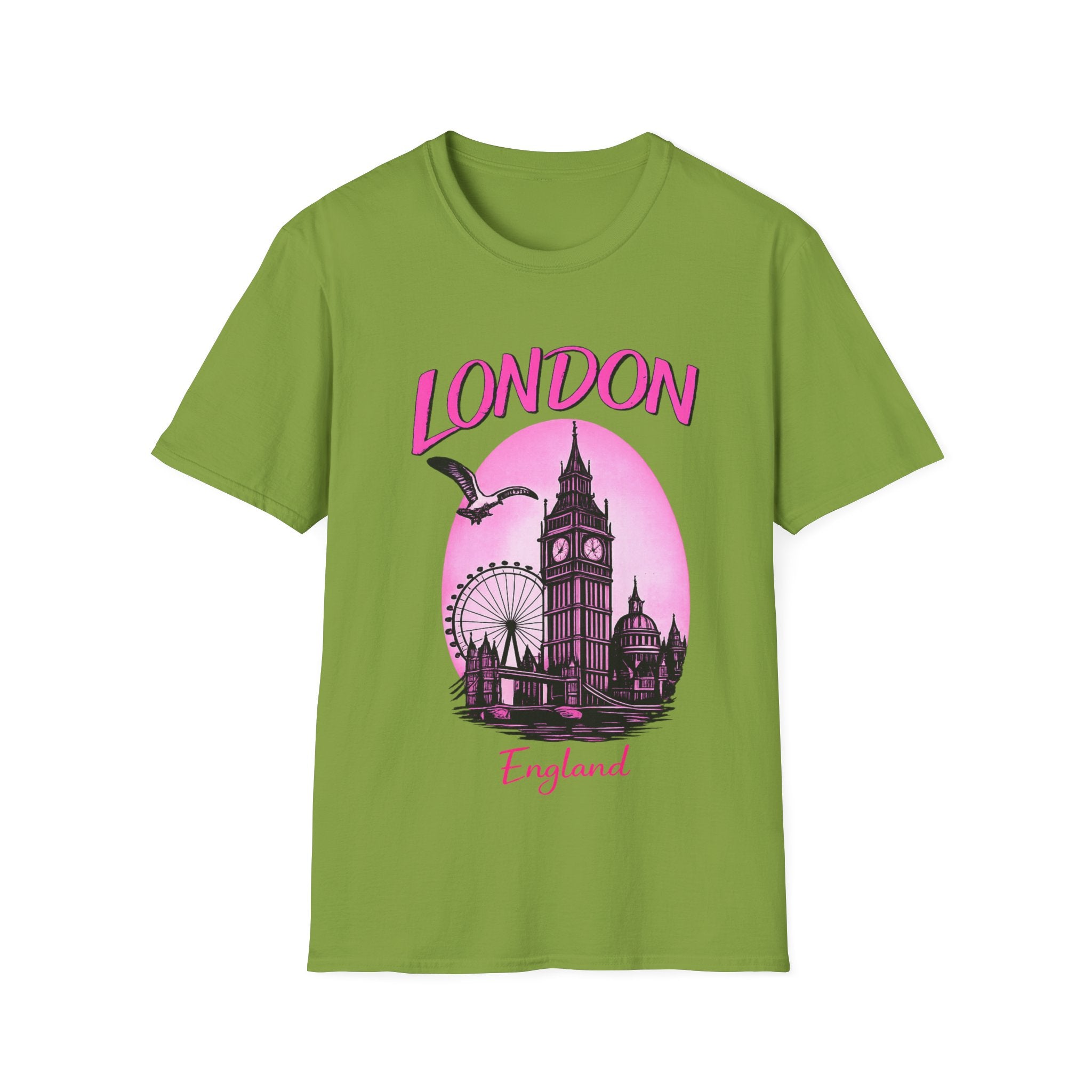 London Graphic T-Shirt - Pink Retro Skyline Tee