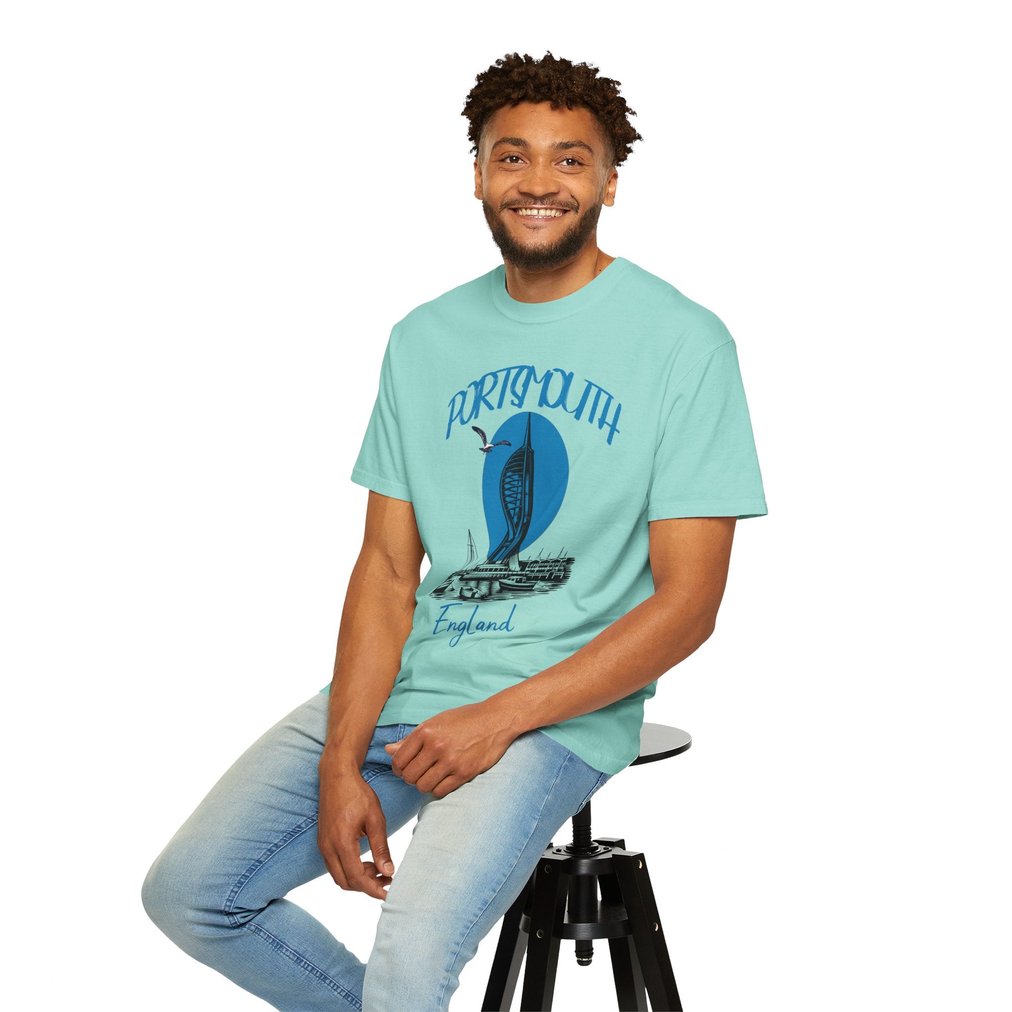 Portsmouth England Graphic T-Shirt - Vintage Seaside Landmark Tee
