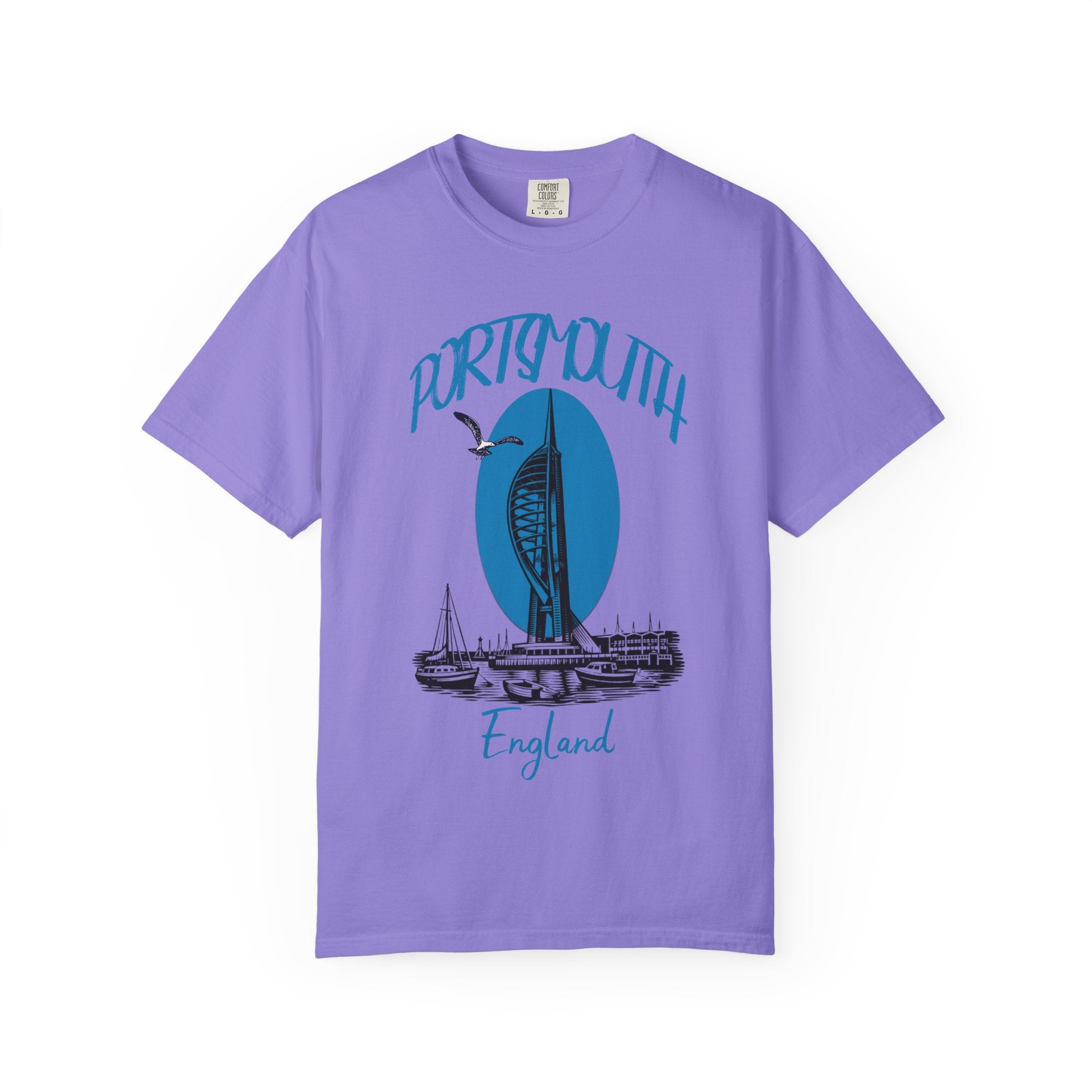 Portsmouth England Graphic T-Shirt - Vintage Seaside Landmark Tee