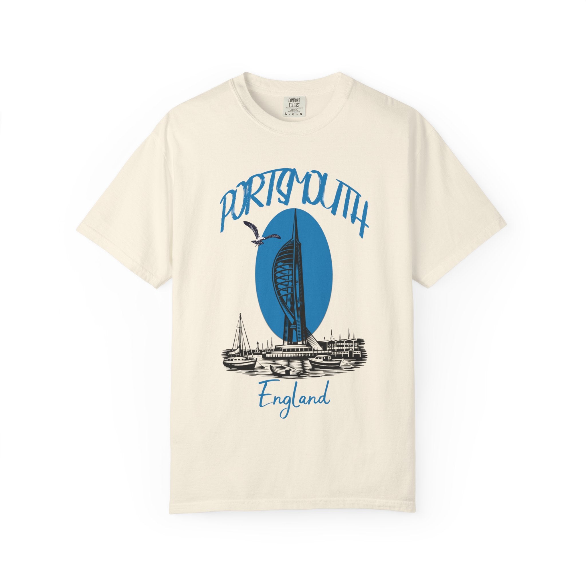 Portsmouth England Graphic T-Shirt - Vintage Seaside Landmark Tee