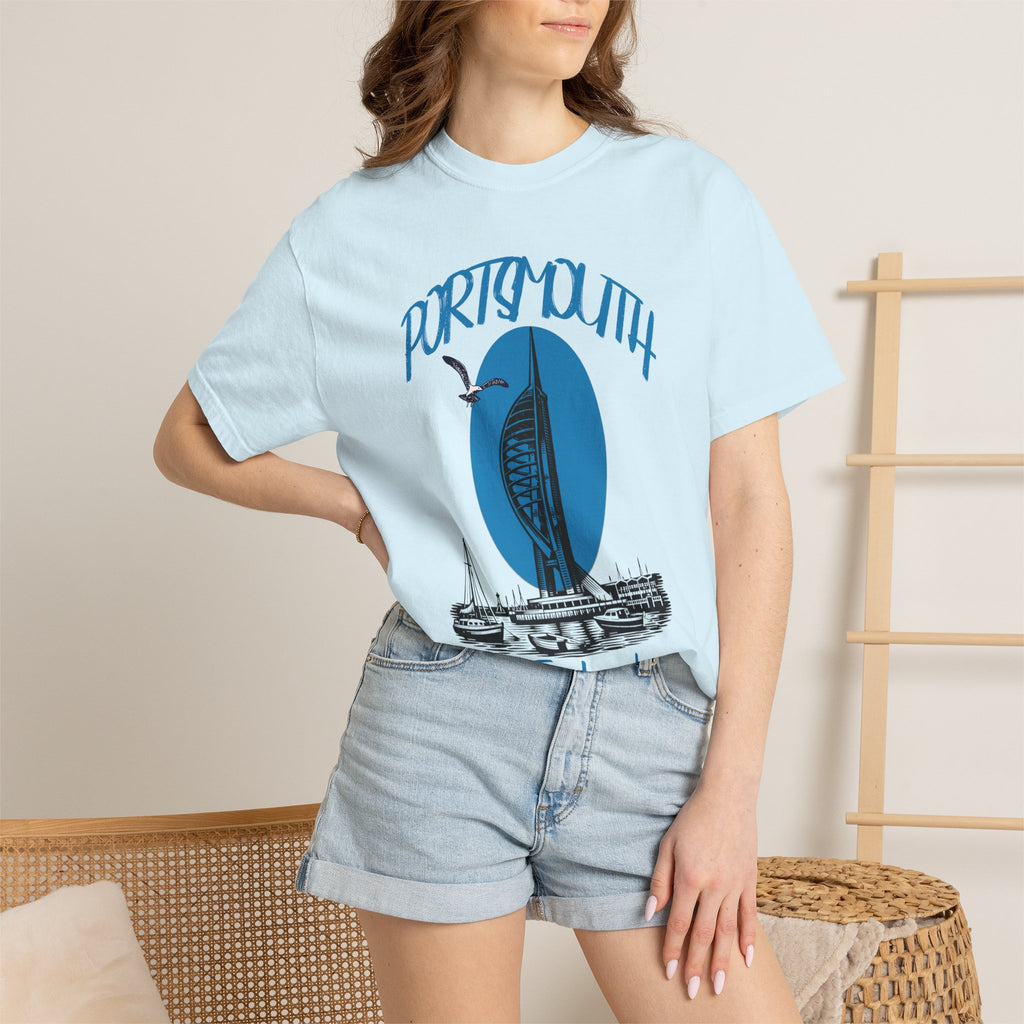 Portsmouth England Graphic T-Shirt - Vintage Seaside Landmark Tee