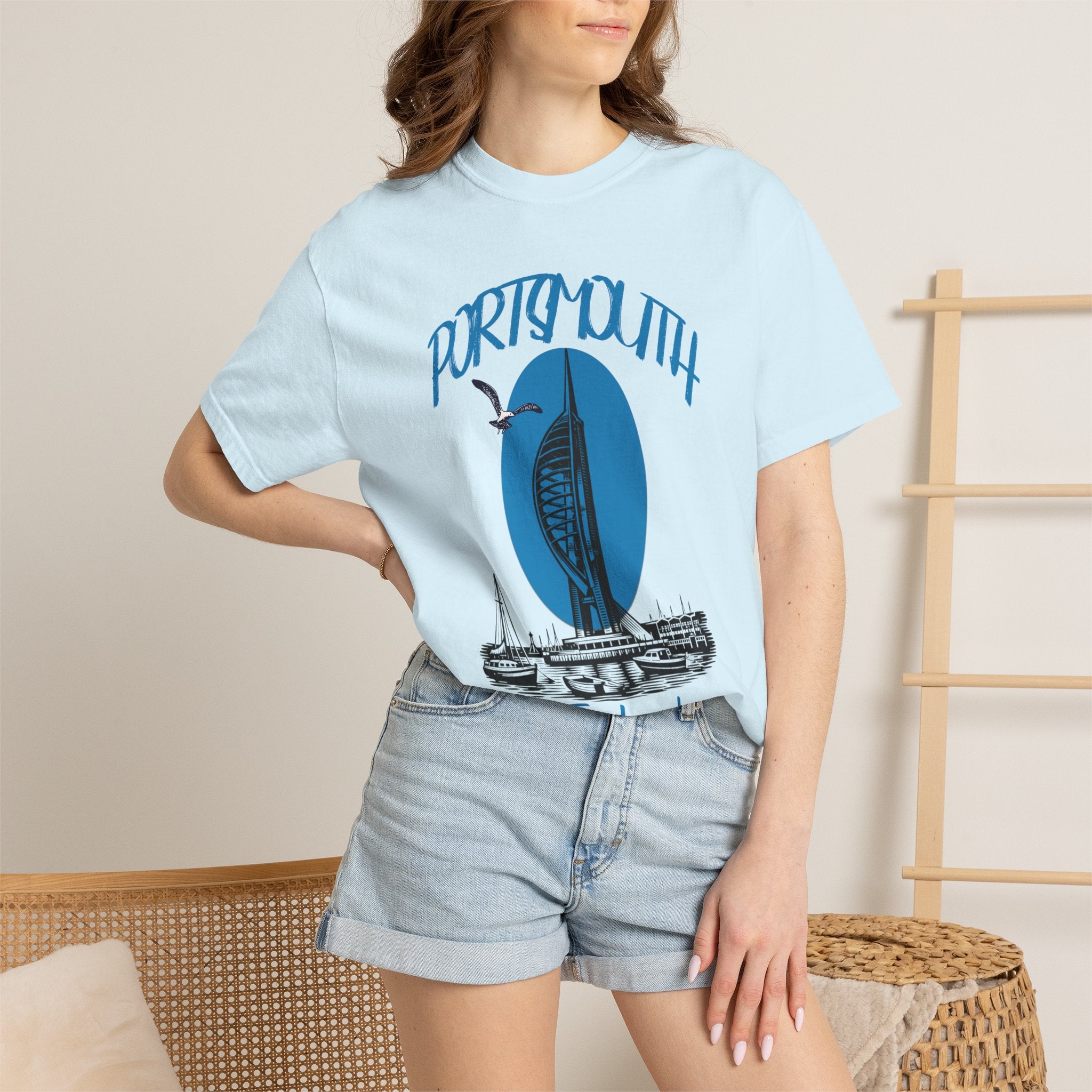 Portsmouth England Graphic T-Shirt - Vintage Seaside Landmark Tee