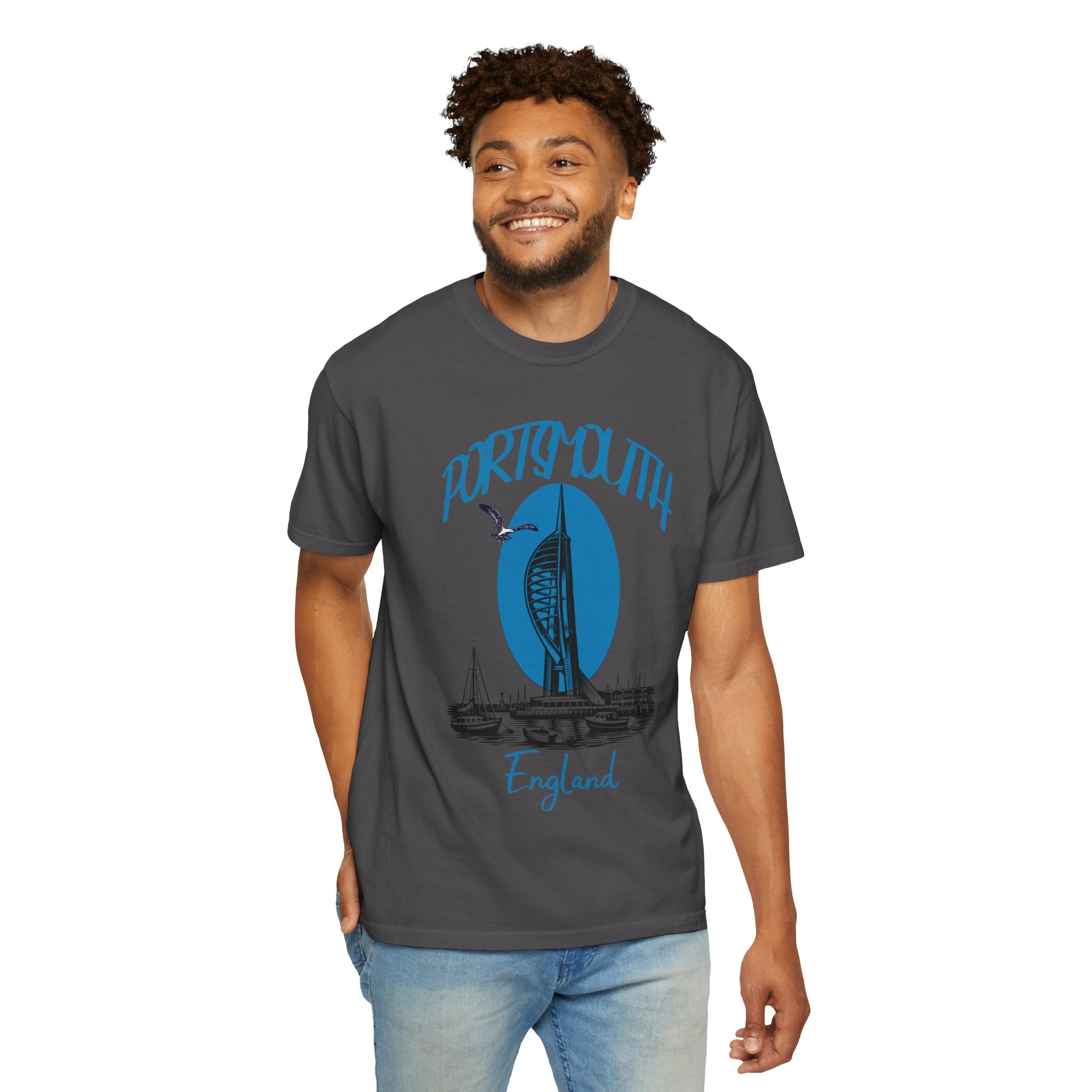 Portsmouth England Graphic T-Shirt - Vintage Seaside Landmark Tee