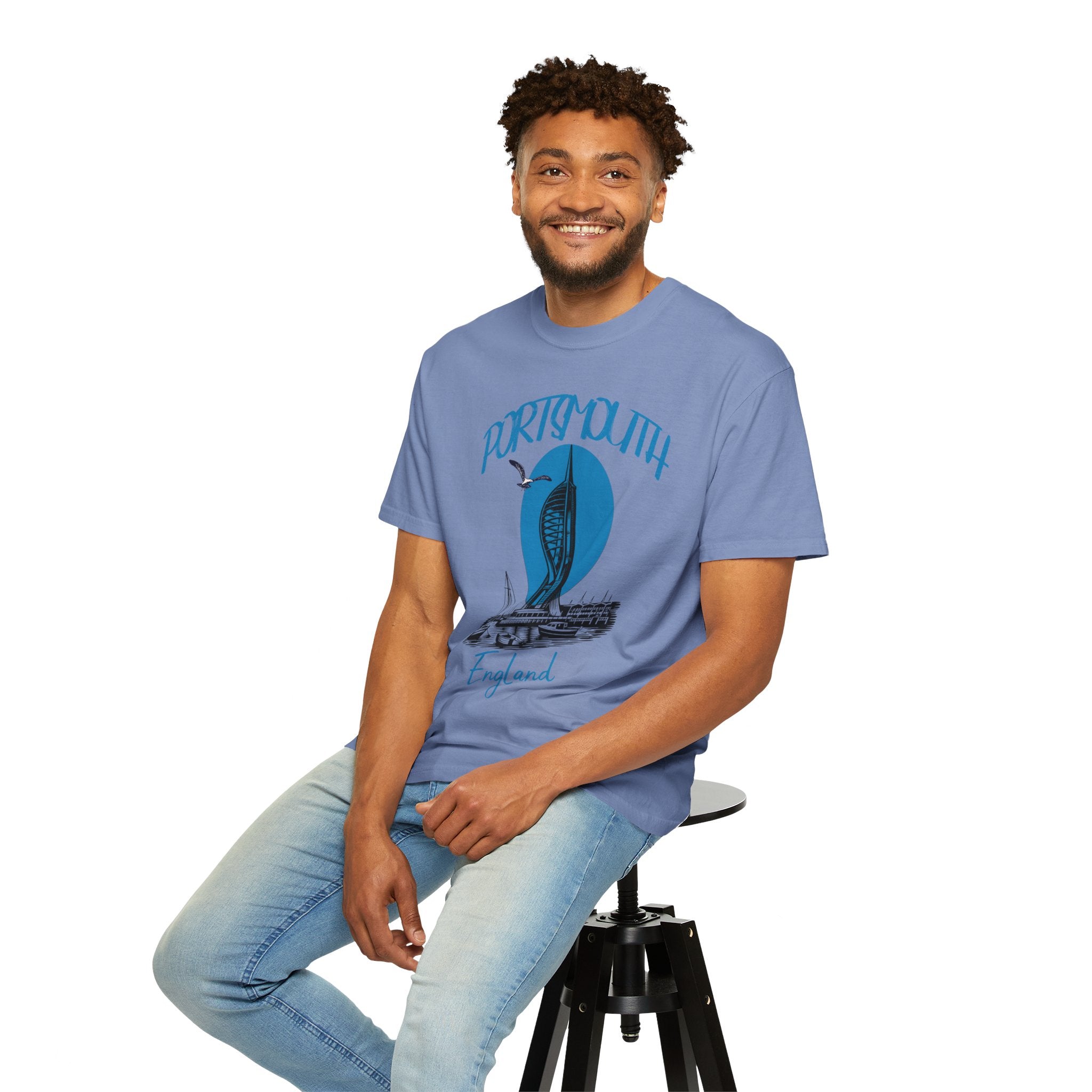Portsmouth England Graphic T-Shirt - Vintage Seaside Landmark Tee