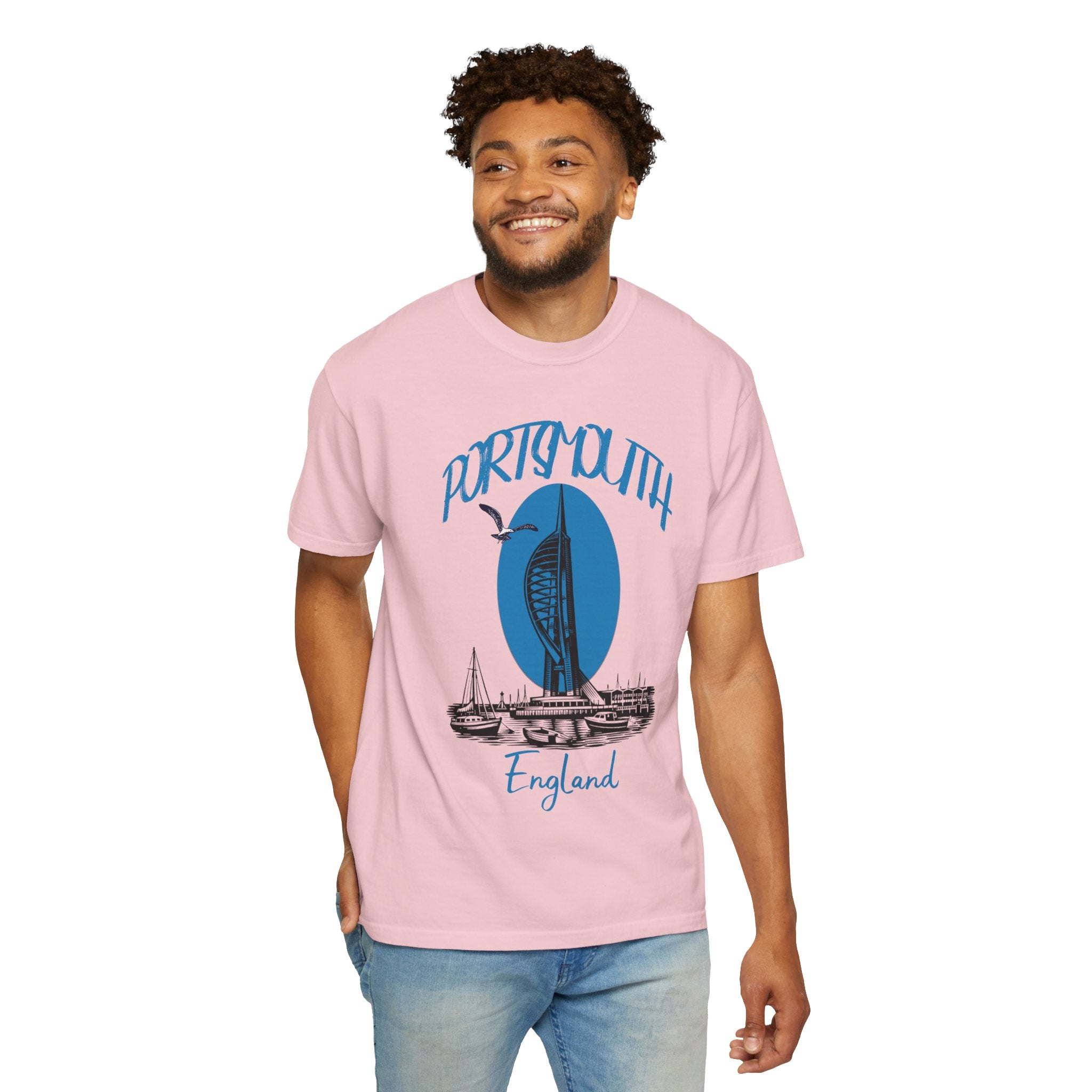 Portsmouth England Graphic T-Shirt - Vintage Seaside Landmark Tee